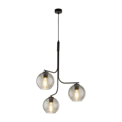 LED luster na sajli CESAR 3xE27/15W/230V crna/dimljena siva