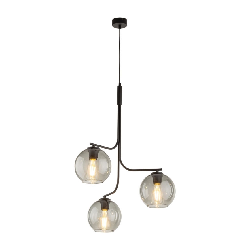 LED luster na sajli CESAR 3xE27/15W/230V crna/dimljena siva
