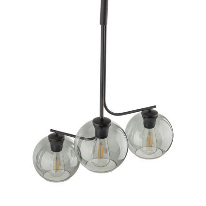 LED luster na sajli CESAR 3xE27/15W/230V crna/dimljena siva