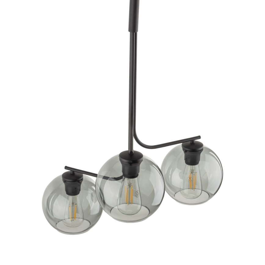 LED luster na sajli CESAR 3xE27/15W/230V crna/dimljena siva