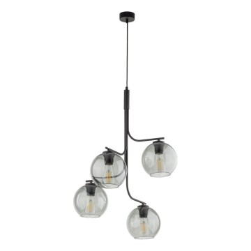 LED luster na sajli CESAR 4xE27/15W/230V crna/zadimljeno-siva