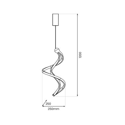 LED luster na sajli COLIA LED/19W/230V crna/zlatna
