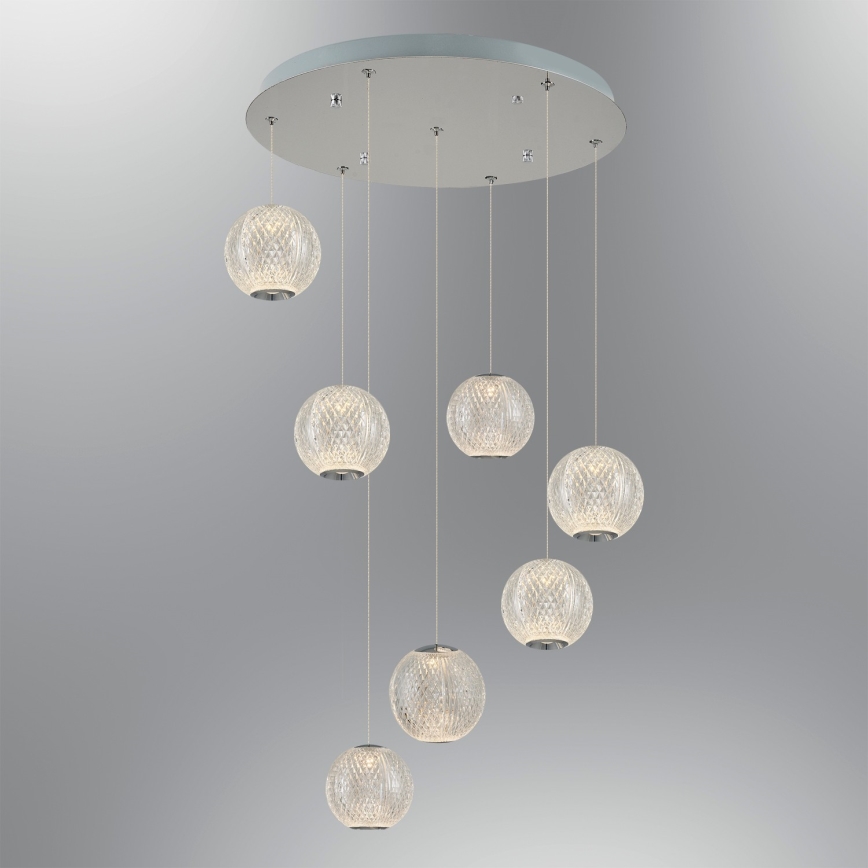 LED luster na sajli CREMONA 7xLED/5W/230V 3000K matni hrom