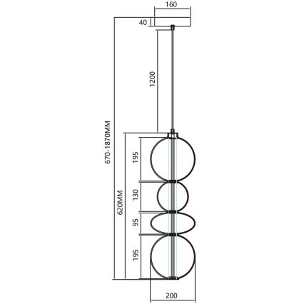LED luster na sajli DAPHNE LED/36W/230V zlatan