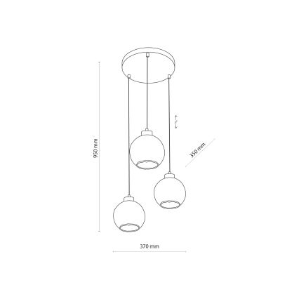 LED luster na sajli DEVI 3xE27/15W/230V crna/zadimljeno bež