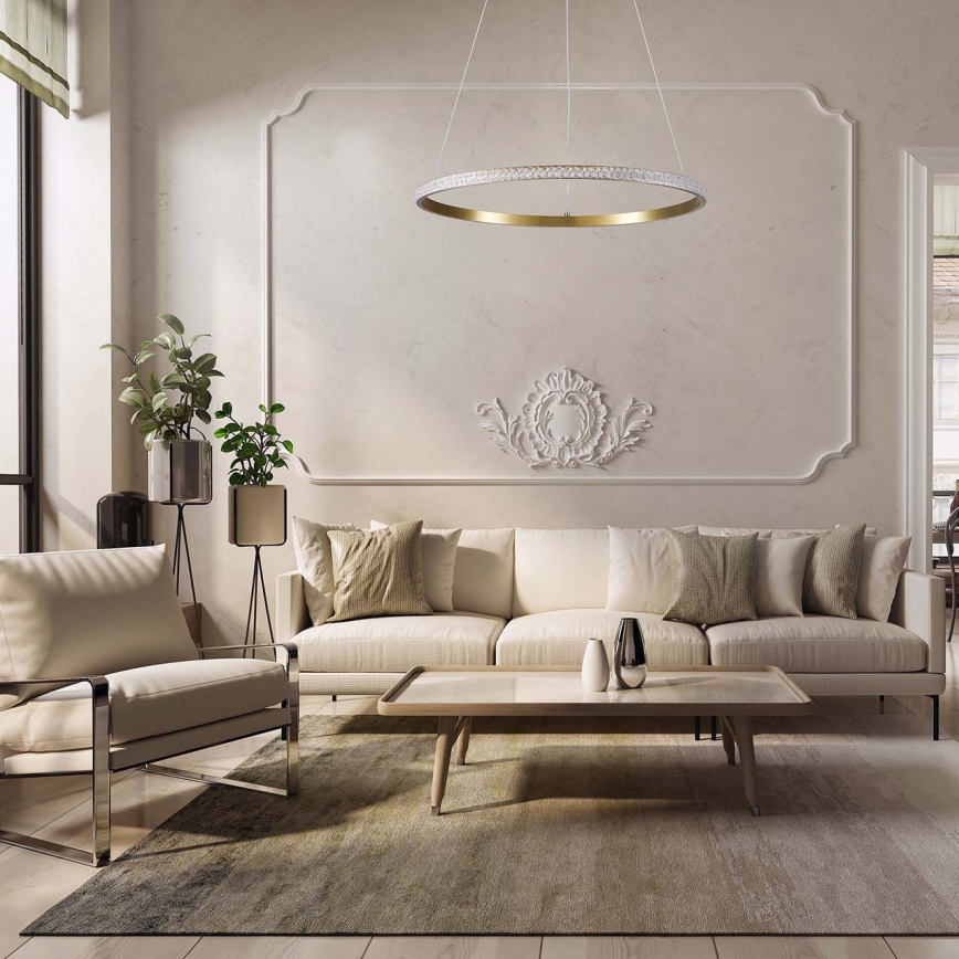 LED luster na sajli DIANA LED/25W/230V 4000K, prečnika 50 cm, zlatna
