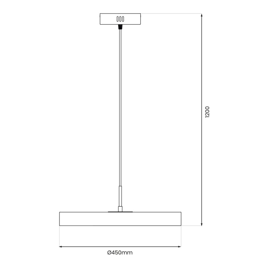 LED luster na sajli DISC LED/38W/230V, prečnik 45 cm, crna