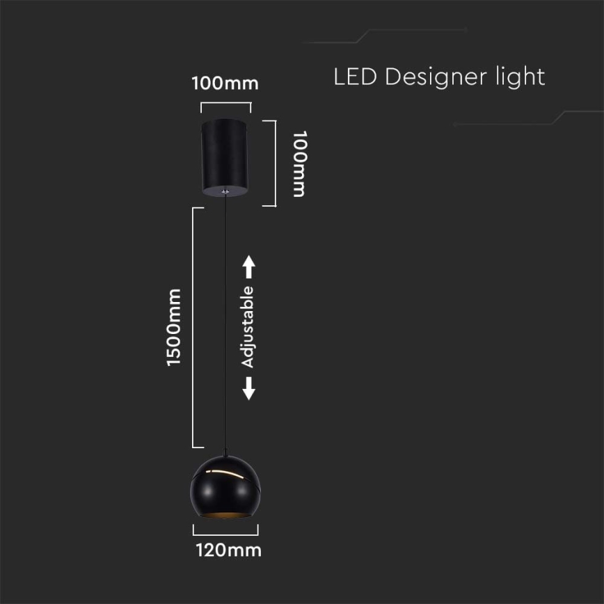 LED luster na sajli, dodirni LED/8,5W/230V 3000K crna