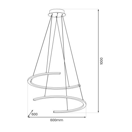 LED luster na sajli DOUBLEMOON LED/30W/230V crna