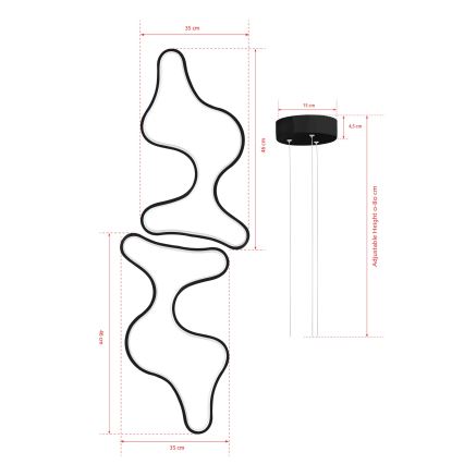 LED luster na sajli DUPLE ARTISAN LED/80W/230V 6500K crna