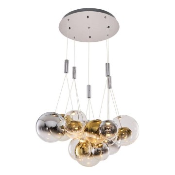 LED luster na sajli ENNA 15xG9/5W/230V 3000K zadimljena/zlatna