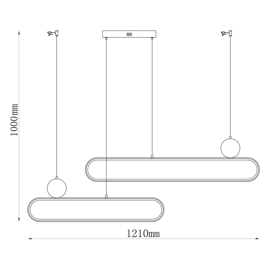 LED luster na sajli FLORENTYNA LED/48W/230V 4000K crna/bež