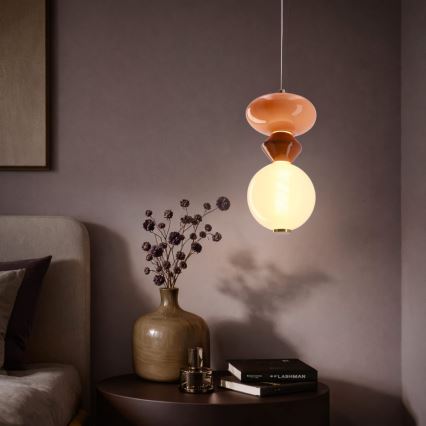 LED luster na sajli FLORES LED/10W/230V zlatna/narandžasta/braon