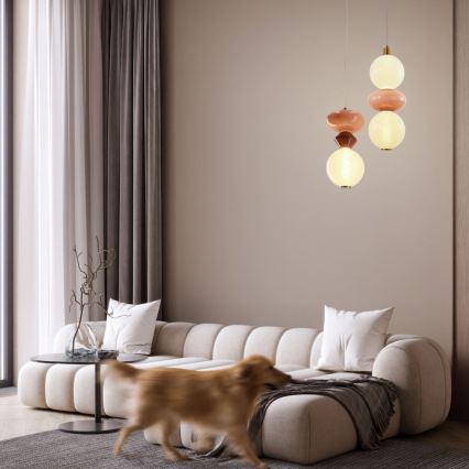 LED luster na sajli FLORES LED/12W/230V zlatna/narandžasta