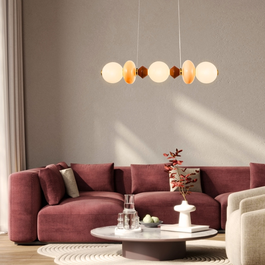 LED luster na sajli FLORES LED/20W/230V zlatna/narandžasta/braon