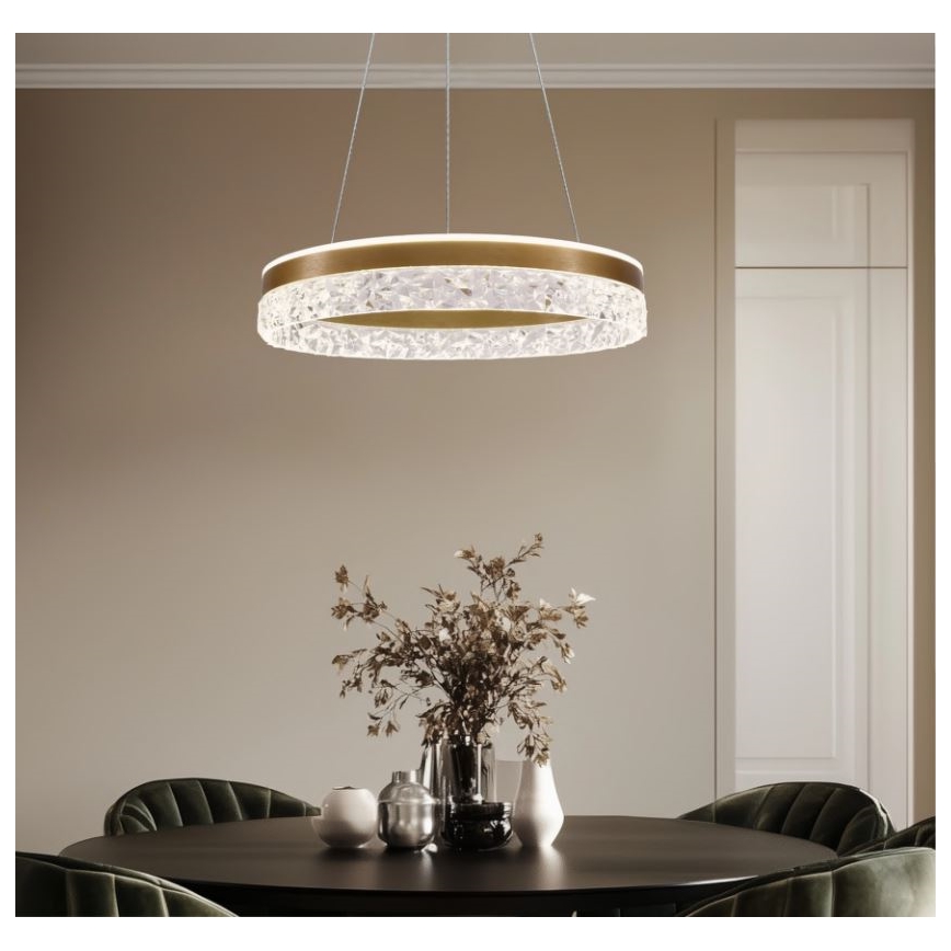 LED luster na sajli FROZI LED/32W/230V, prečnik 50 cm, zlatni