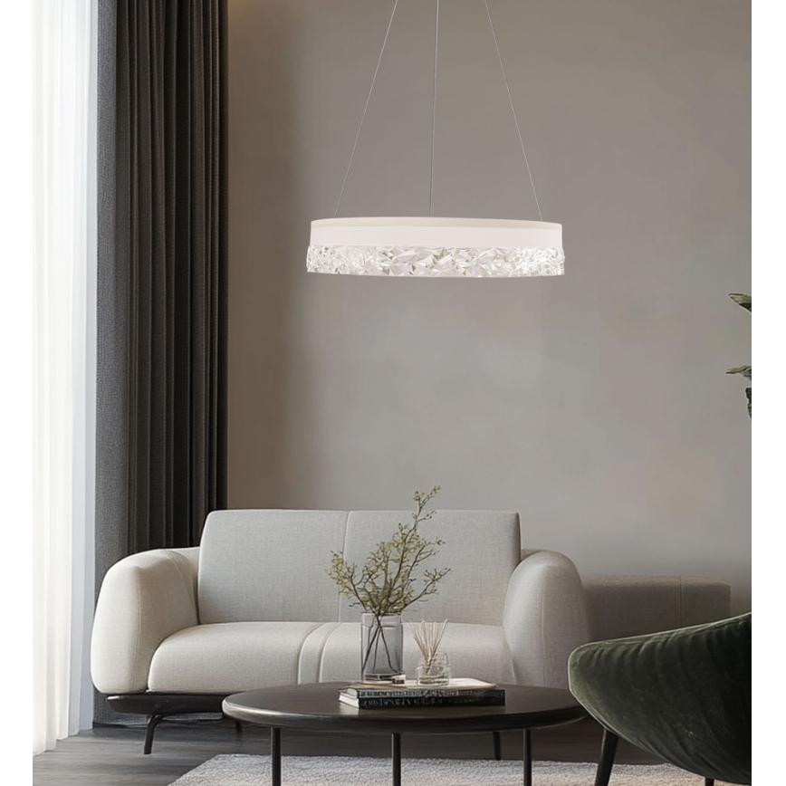 LED luster na sajli FROZI LED/32W/230V Ø 50 cm bela