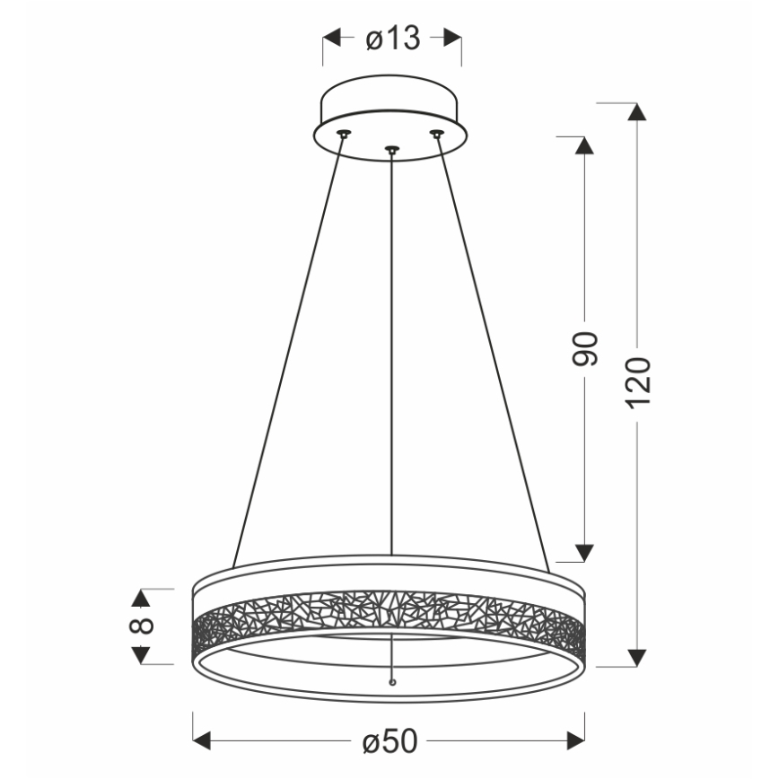 LED luster na sajli FROZI LED/32W/230V Ø 50 cm bela
