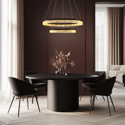 LED luster na sajli FROZI LED/38W/230V Ø 60 cm crna