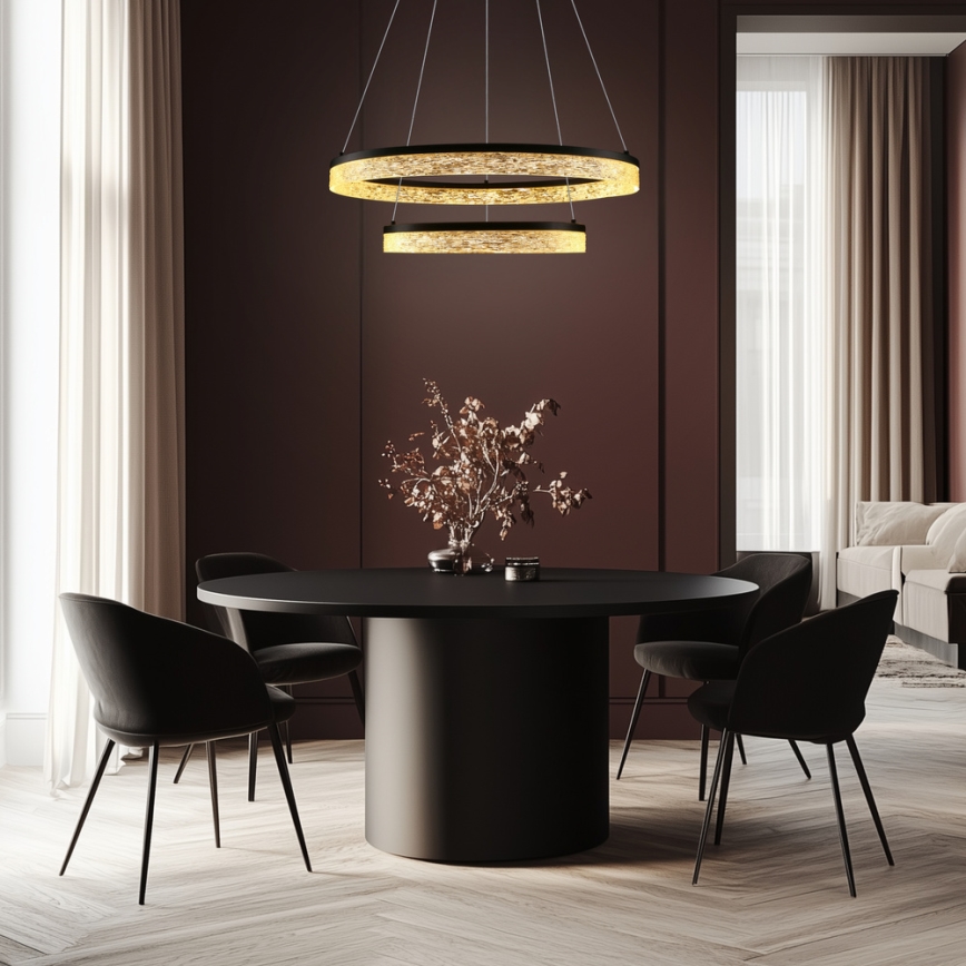 LED luster na sajli FROZI LED/38W/230V Ø 60 cm crna