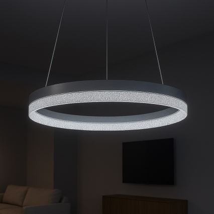 LED luster na sajli GALA LED/25W/230V, prečnik 50 cm, srebrne boje