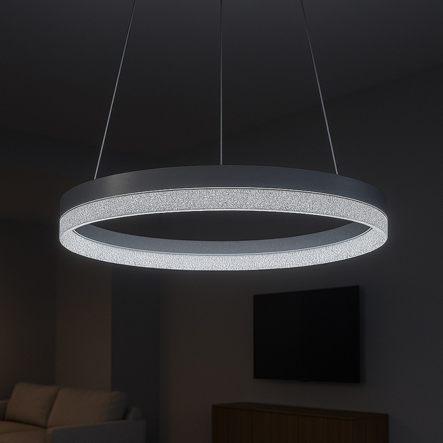 LED luster na sajli GALA LED/25W/230V, prečnik 50 cm, srebrne boje
