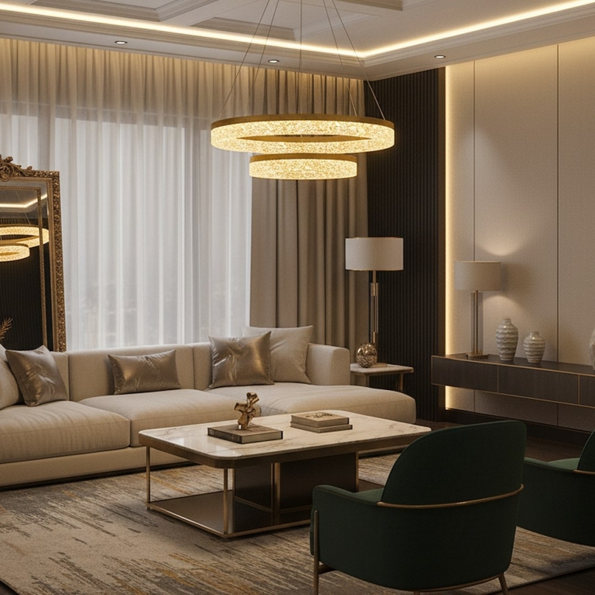 LED luster na sajli GALA LED/54W/230V, pr. 60 cm, zlatna