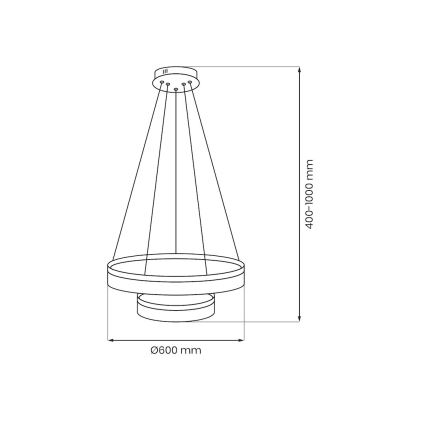 LED luster na sajli GALA LED/54W/230V, pr. 60 cm, zlatna