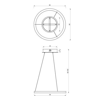 LED luster na sajli GALAXIA LED/26W/230V crna