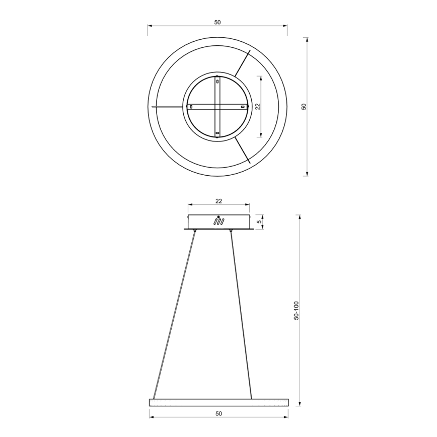 LED luster na sajli GALAXIA LED/26W/230V crna