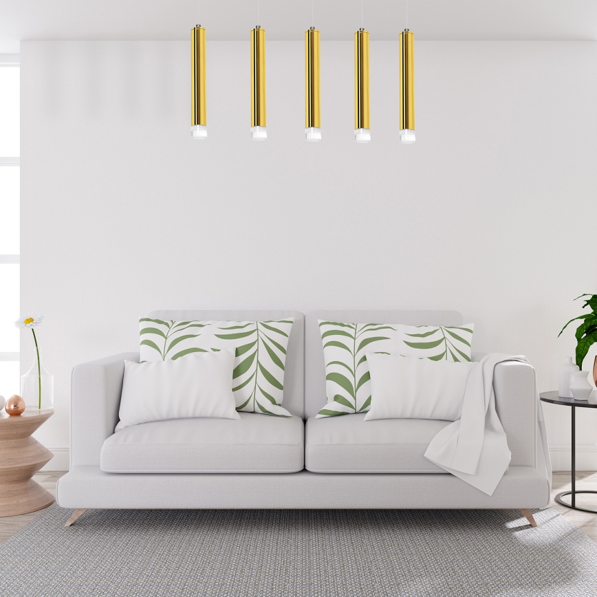 LED Luster na sajli GOLDIE 5xLED/25W/230V zlatni