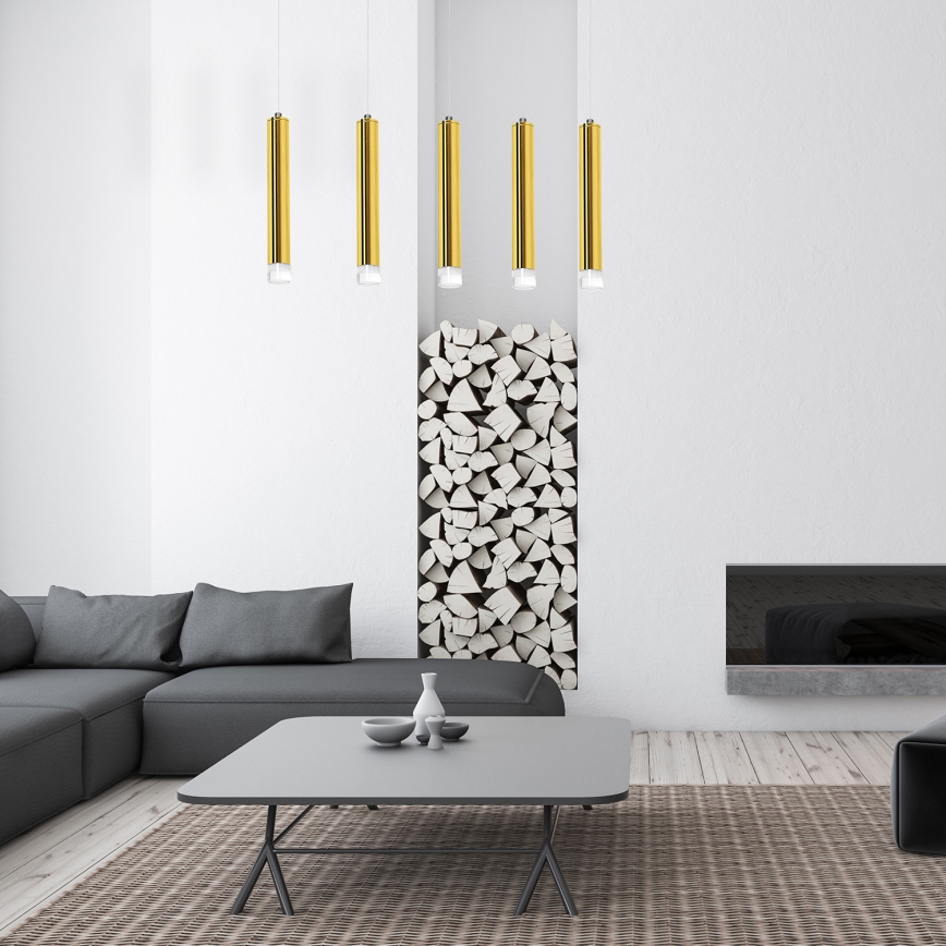 LED Luster na sajli GOLDIE 5xLED/25W/230V zlatni
