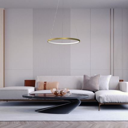 LED luster na sajli HOOP LED/27W/230V, prečnik 50 cm, 4000K, zlatan