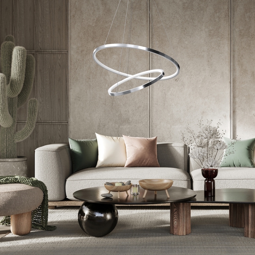 LED luster na sajli HOOP LED/51W/230V prečnik 60 cm 4000K sjajni hrom