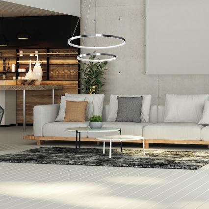 LED luster na sajli HOOP LED/51W/230V prečnik 60 cm 4000K sjajni hrom