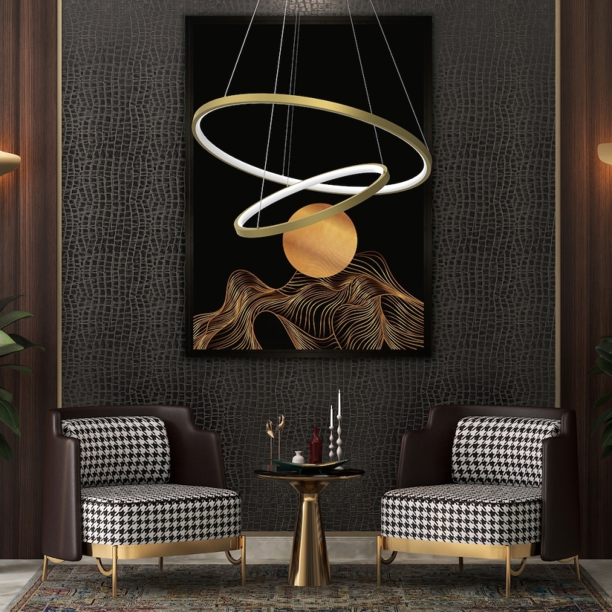 LED luster na sajli HOOP LED/51W/230V prečnik 60 cm 4000K zlatni