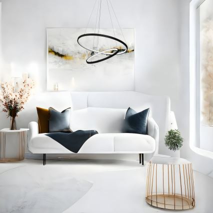 LED luster na sajli HOOP LED/51W/230V prečnika 60 cm 4000K crna