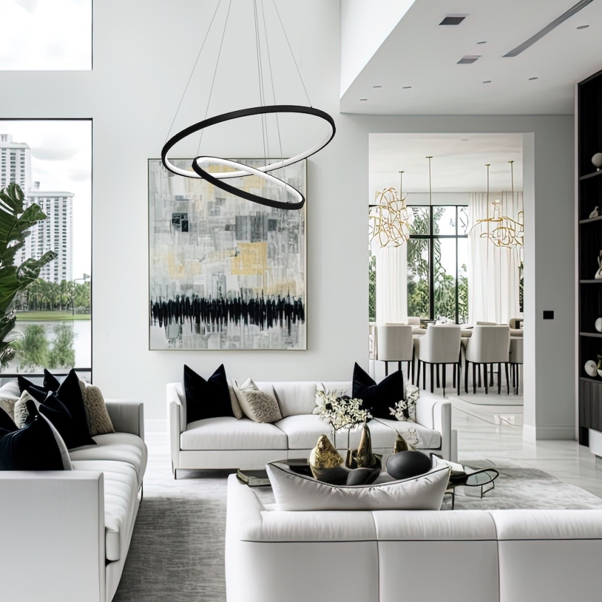 LED luster na sajli HOOP LED/51W/230V prečnika 60 cm 4000K crna