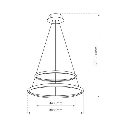 LED luster na sajli HOOP LED/51W/230V prečnika 60 cm 4000K crna