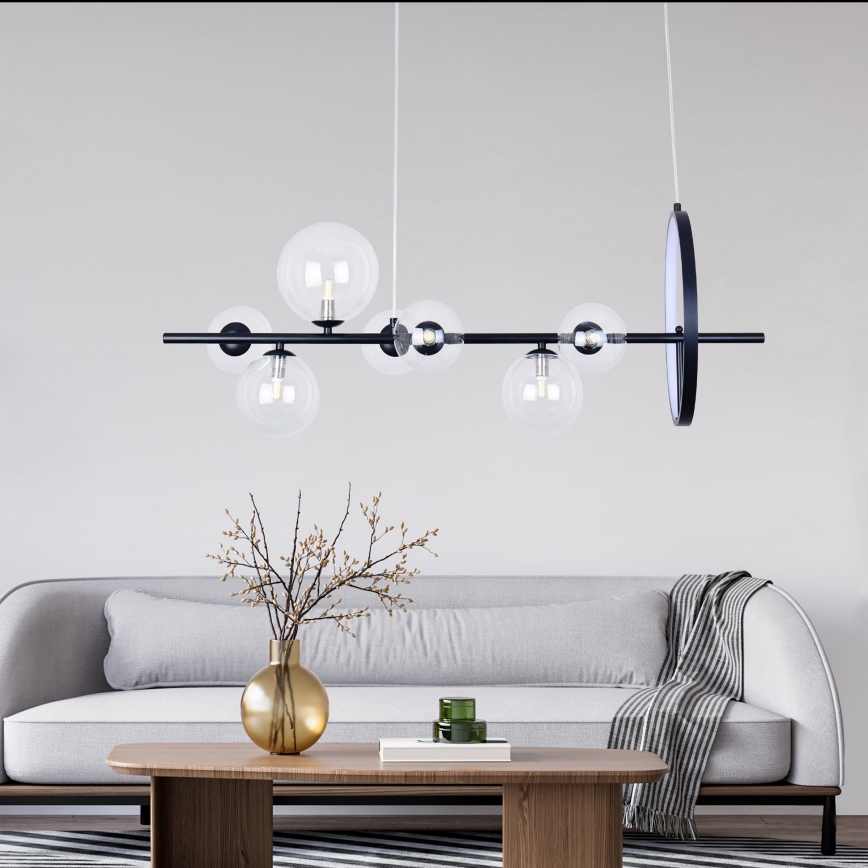 LED luster na sajli HYBRID LED/15W/230V + 7xG9/6W 4000K crna