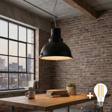 LED luster na sajli INDUSTRY 1xE27/60W/230V crne boje