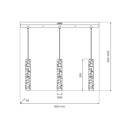 LED luster na sajli LAGOS LED/24W/230V zlatna