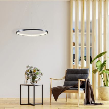 LED luster na sajli LEA LED/20W/230V 4000K, prečnika 50 cm, crne boje