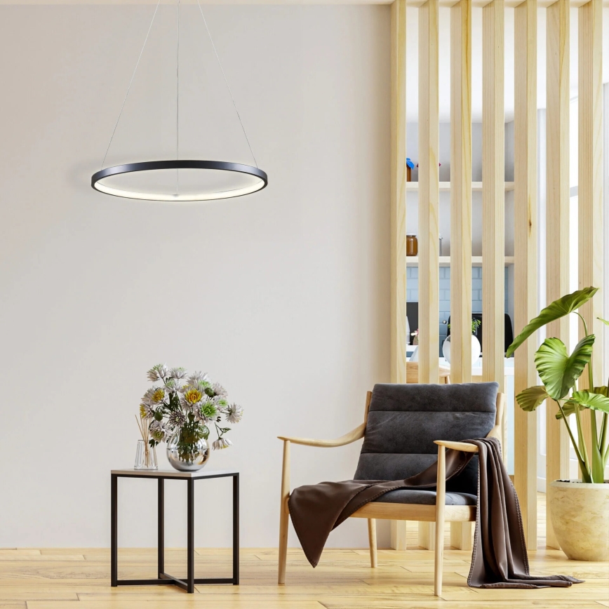 LED luster na sajli LEA LED/20W/230V 4000K, prečnika 50 cm, crne boje