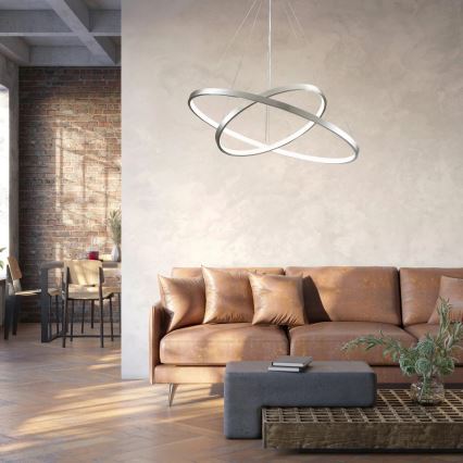 LED luster na sajli LEA LED/35W/230V 4000K, prečnik 60 cm, mat hrom