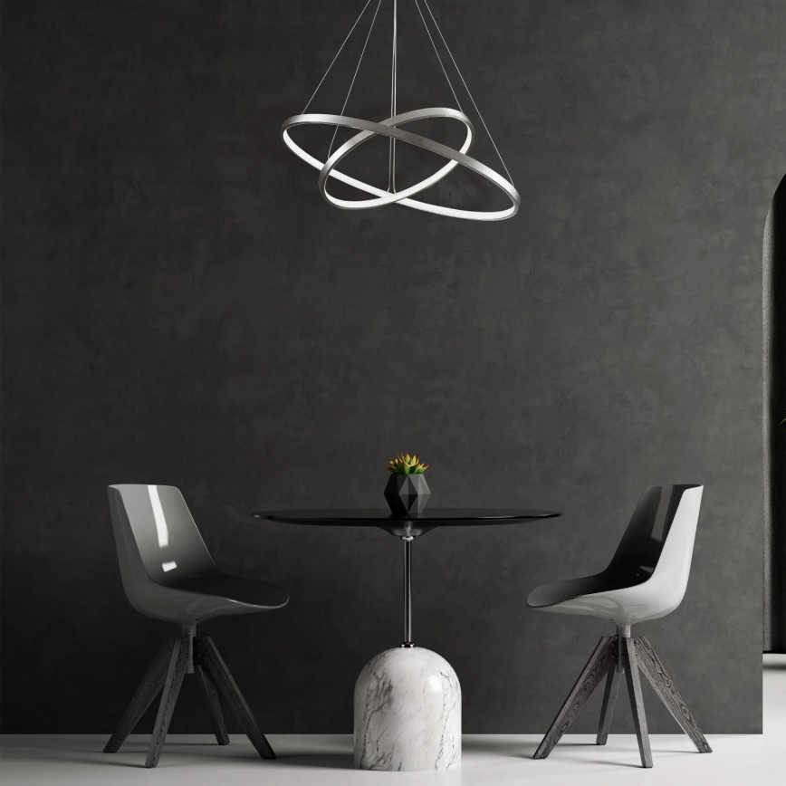 LED luster na sajli LEA LED/35W/230V 4000K, prečnik 60 cm, mat hrom