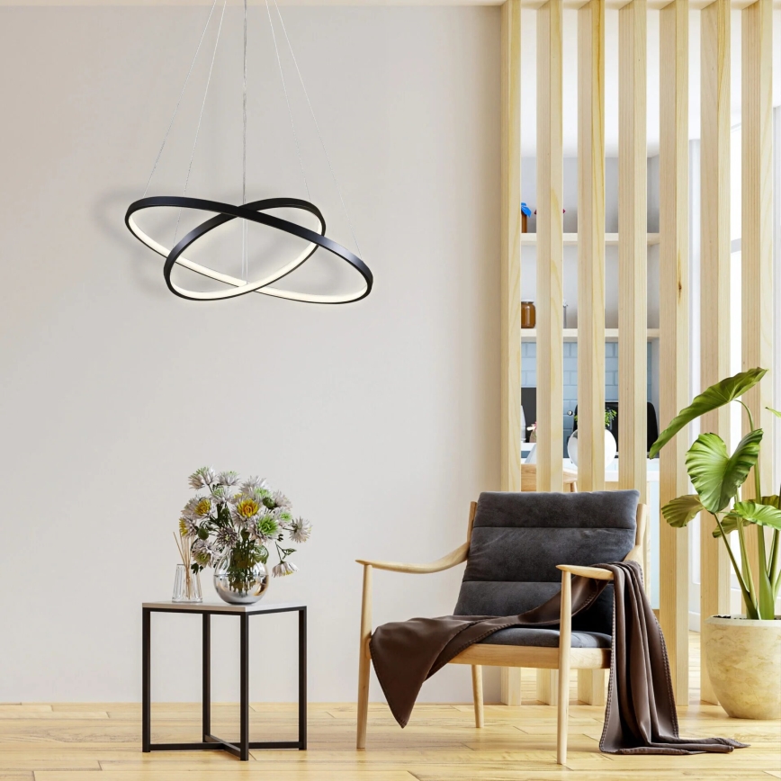 LED luster na sajli LEA LED/35W/230V 4000K Ø 60 cm crni