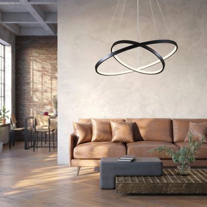 LED luster na sajli LEA LED/35W/230V 4000K Ø 60 cm crni