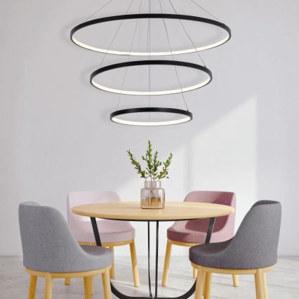 LED luster na sajli LEA LED/60W/230V 4000K, prečnik 80 cm, crne boje