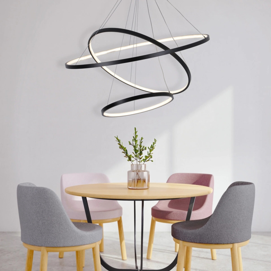 LED luster na sajli LEA LED/60W/230V 4000K, prečnik 80 cm, crne boje